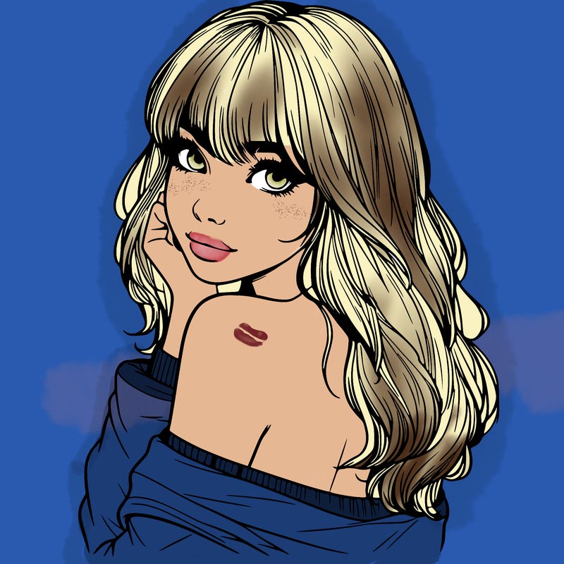 realistic girl with bangs looking over her shoulder