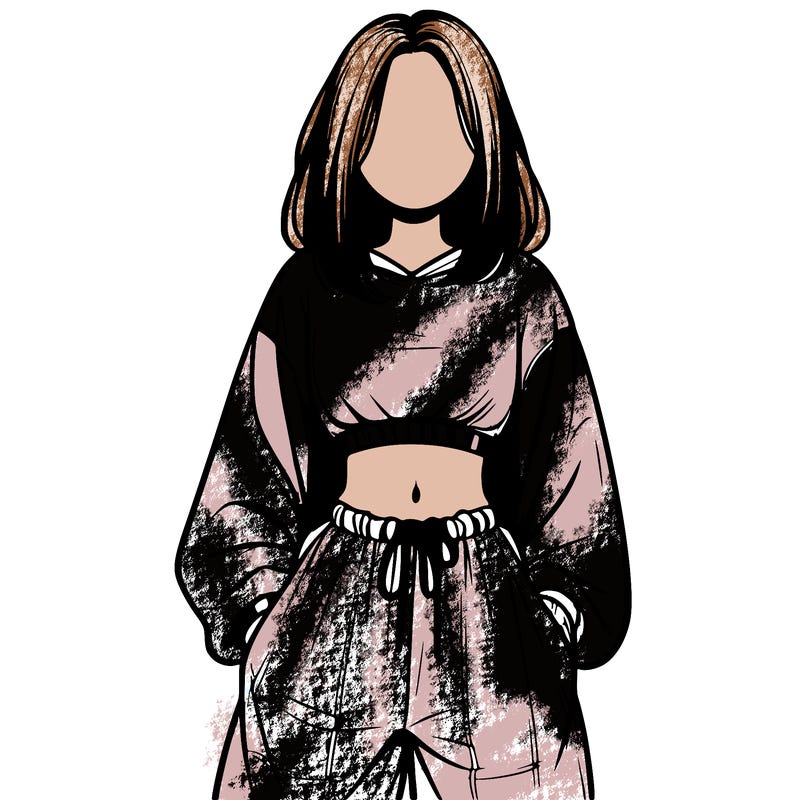 realistic girl faceless with baggy pants and a crop top