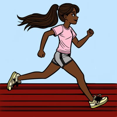 realistic girl running on a track