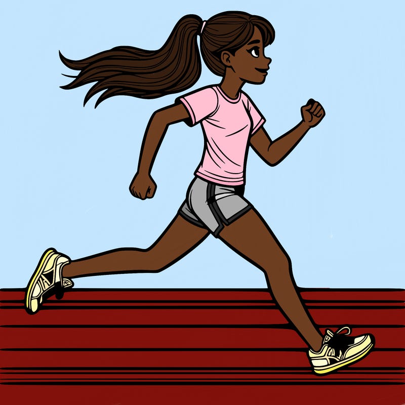 realistic girl running on a track