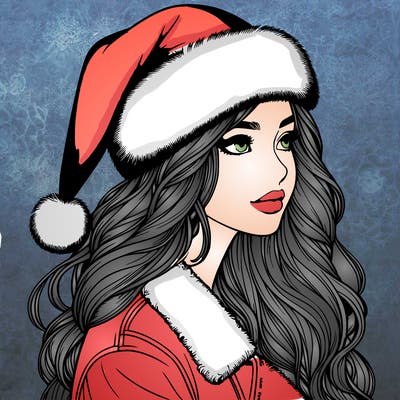 realistic girl in santa hat
