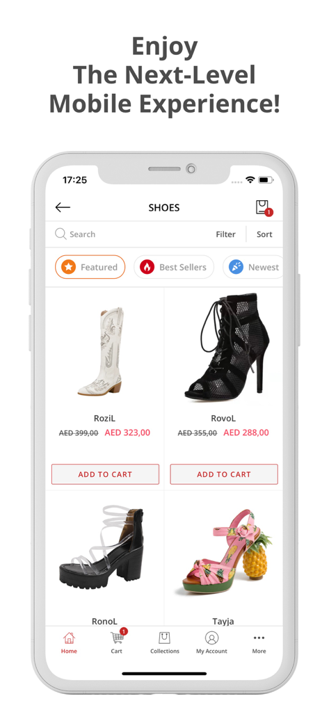 Miss Odd - Miss Odd mobile app interface showing a unique selection of women shoes including platform sandals and pineapple themed heels