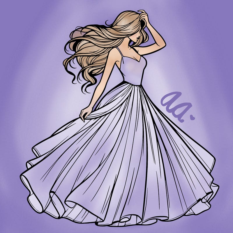 realistic woman with dress flowing in the wind