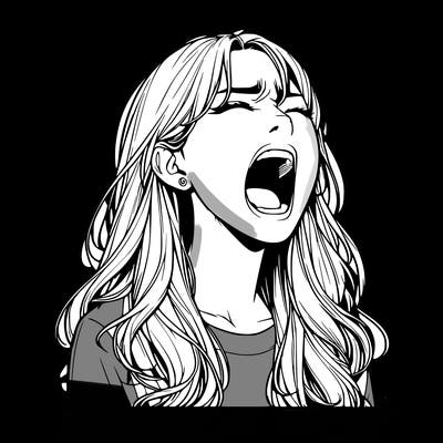 screaming realistic, girl