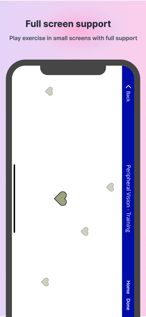 Peripheral vision training exercise screen on the Focus Builder mobile app