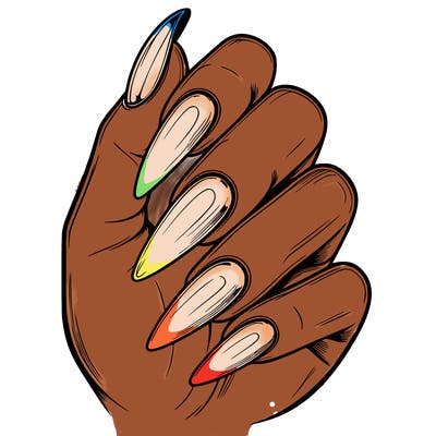 acrylic nails on one side realalistic