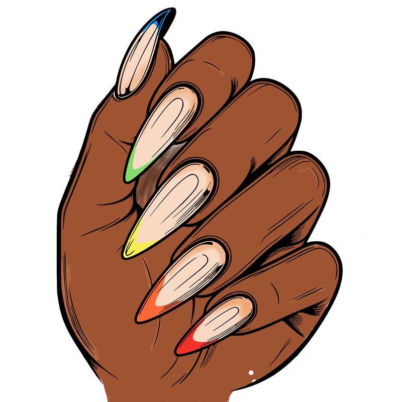 acrylic nails on one side realalistic