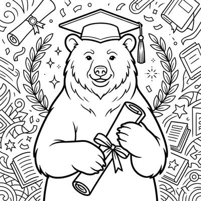 Mark a significant milestone with this heartwarming Spirit Bear Graduation coloring page, featuring a proud graduate ready for new adventures. It's the perfect way to honor achievements and inspire future dreams through the joy of coloring.