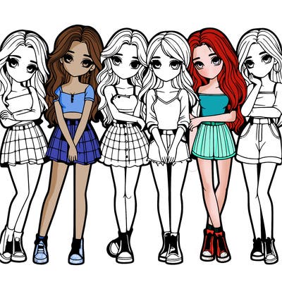 a group of girls realistic