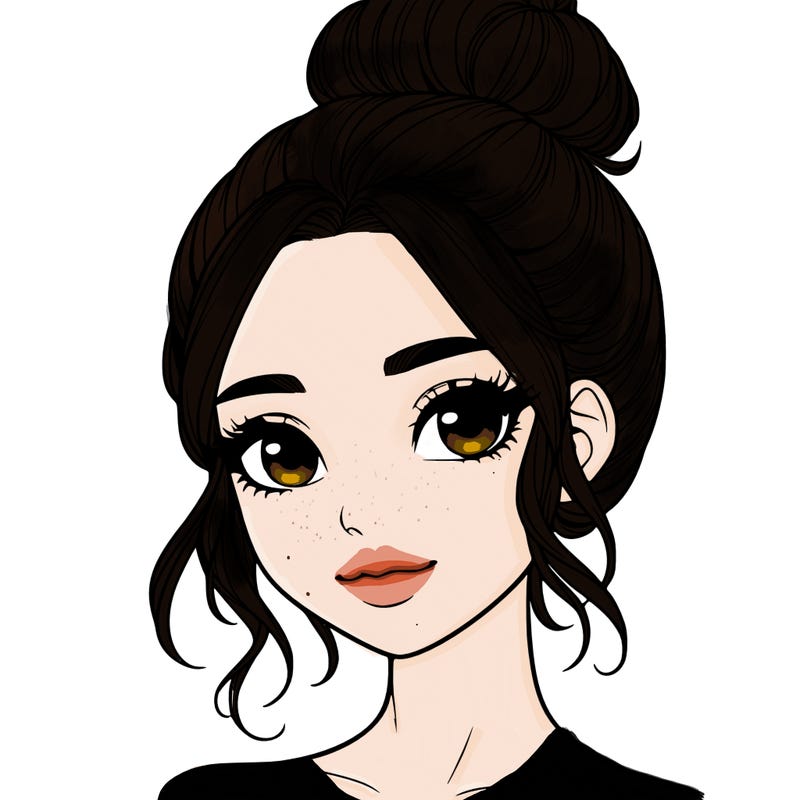 realistic pretty girl with hair in bun