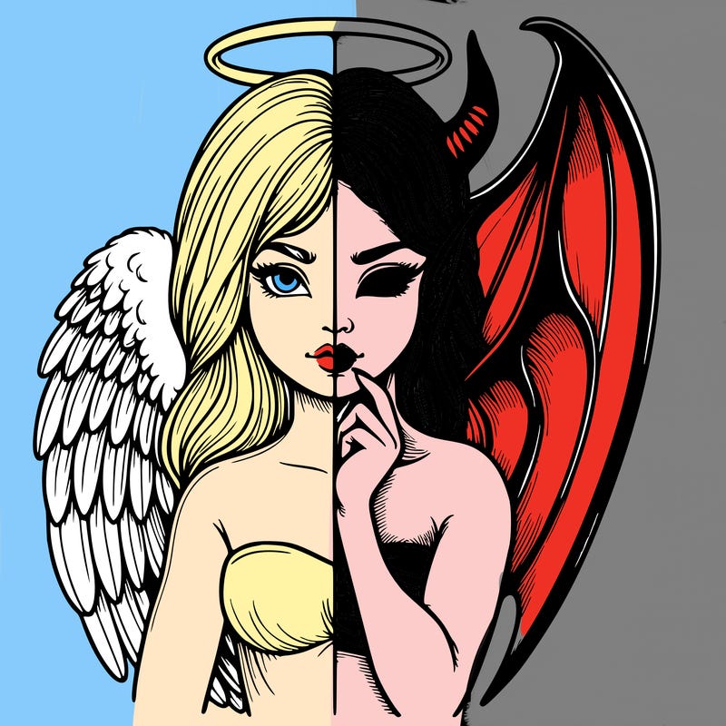 realistic angel half demon