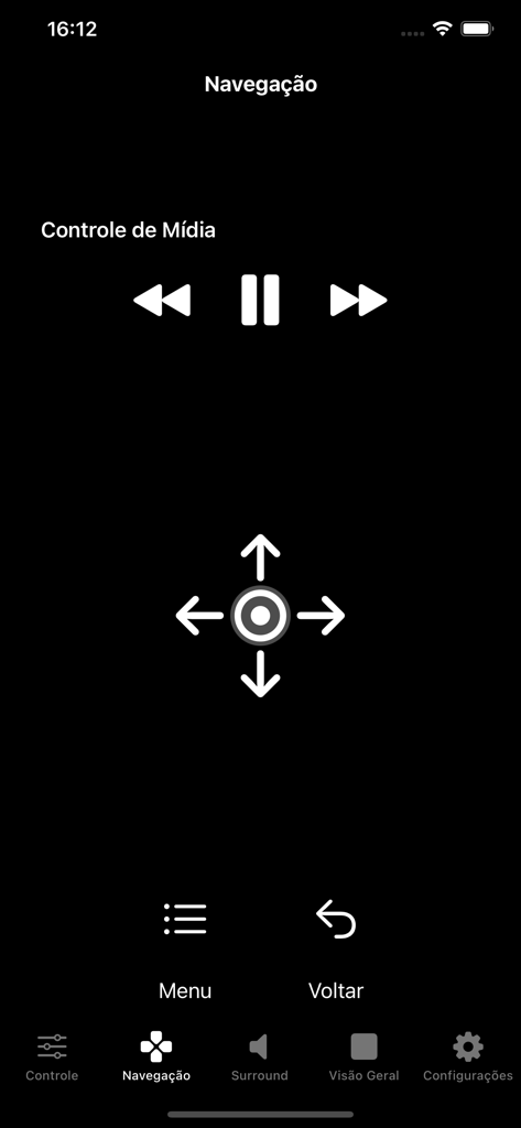 Better Remote - Interface de controle remoto digital com controles de reprodução de mídia e cursor direcional para receptores de home theater