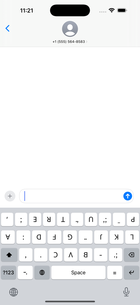 Lisu Simple Keyboard - Diseño de Lisu Simple Keyboard mostrando el script Fraser en una conversación de mensajes de texto en iPhone