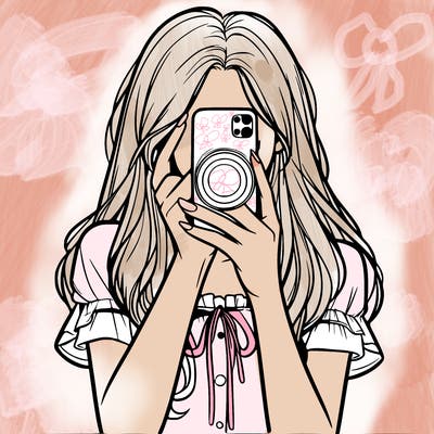a realistic girl holding her phone taking pictures