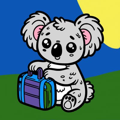 koala with a tiny suitcase