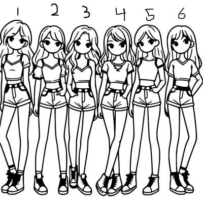 a group of girls wearing crop tops and shorts