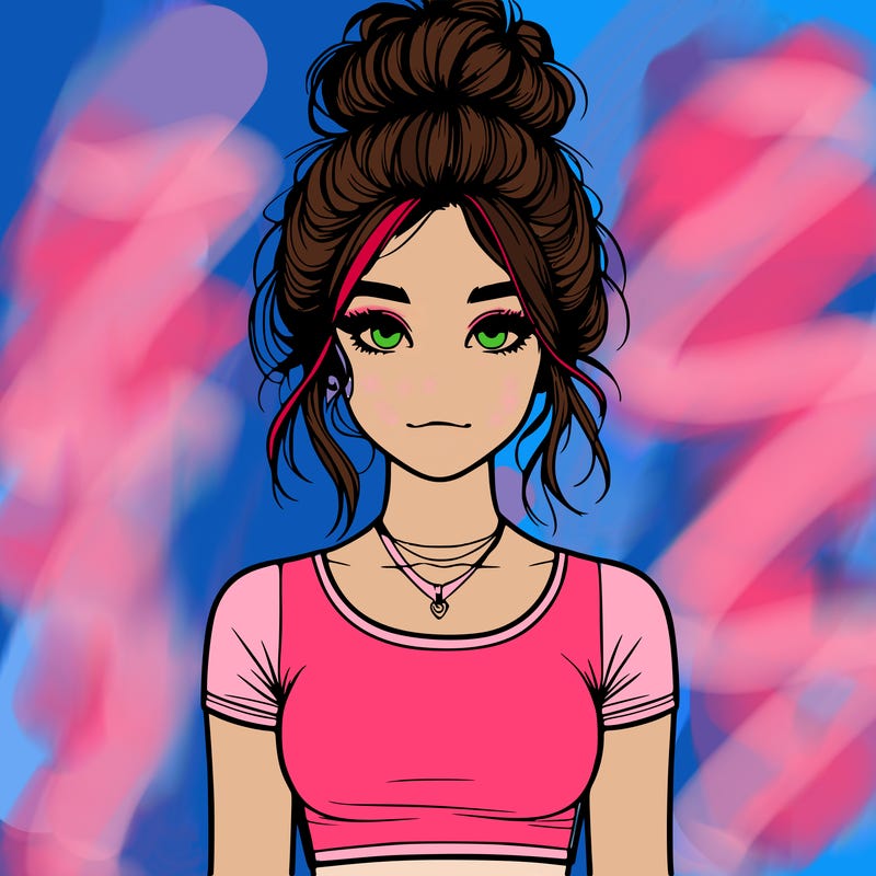 realistic girl with messy bun and croptop