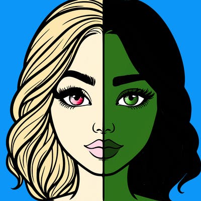 realistic girl split half