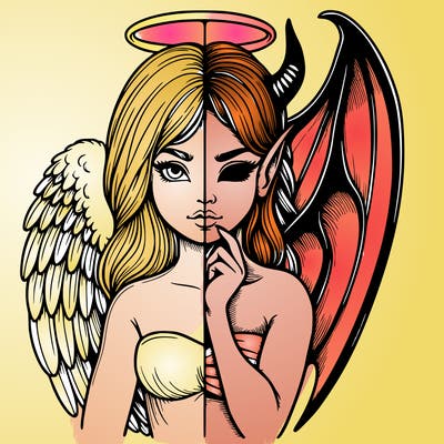 realistic angel half demon