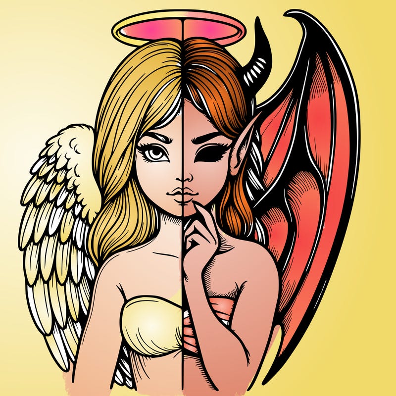 realistic angel half demon