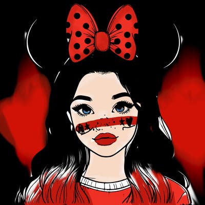 aesthetic realistic girl wearing mickey mouse ears