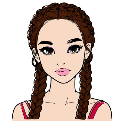 realistic girl with braids