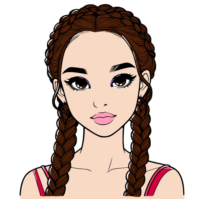 realistic girl with braids