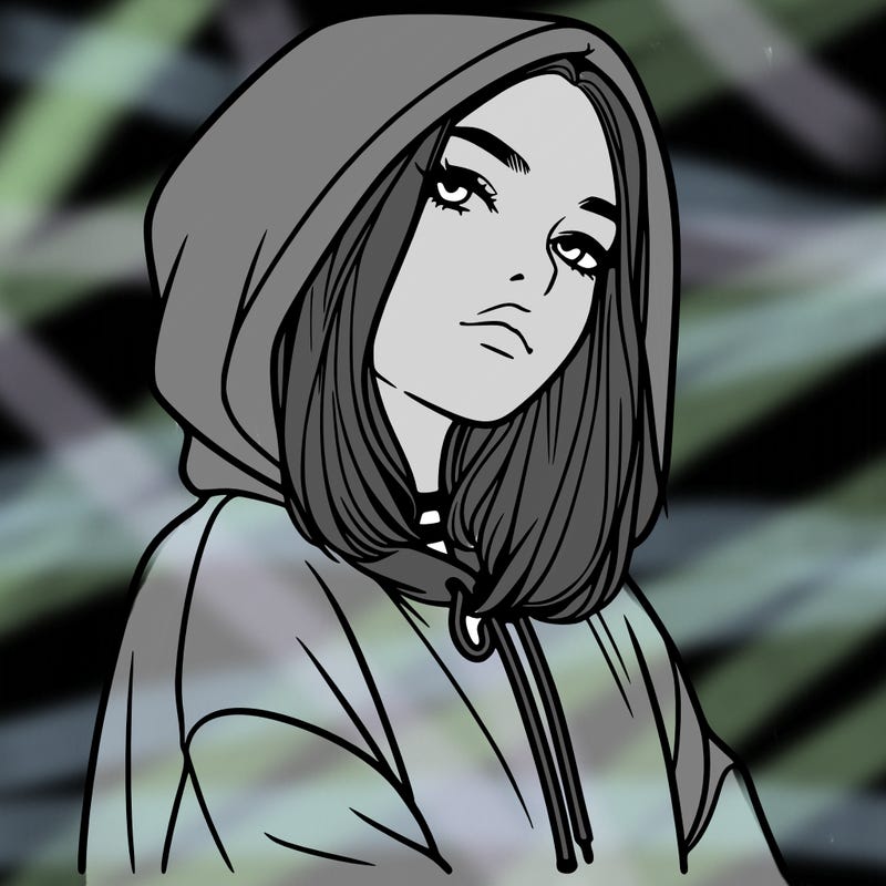 a realistic girl in a hoodie