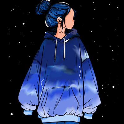realistic girl with a oversized sweatshirt on and a bun