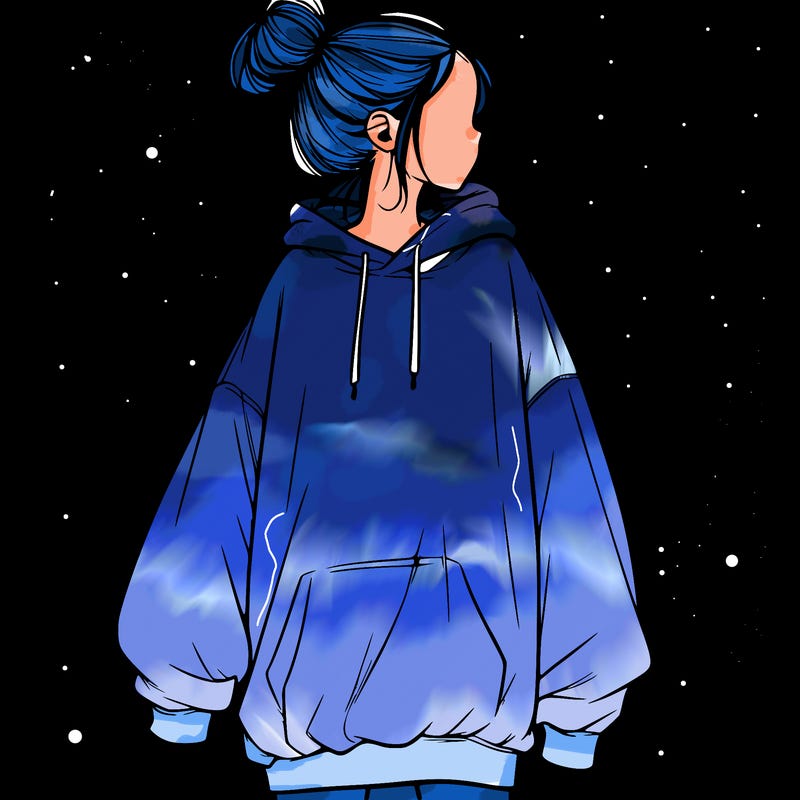 realistic girl with a oversized sweatshirt on and a bun