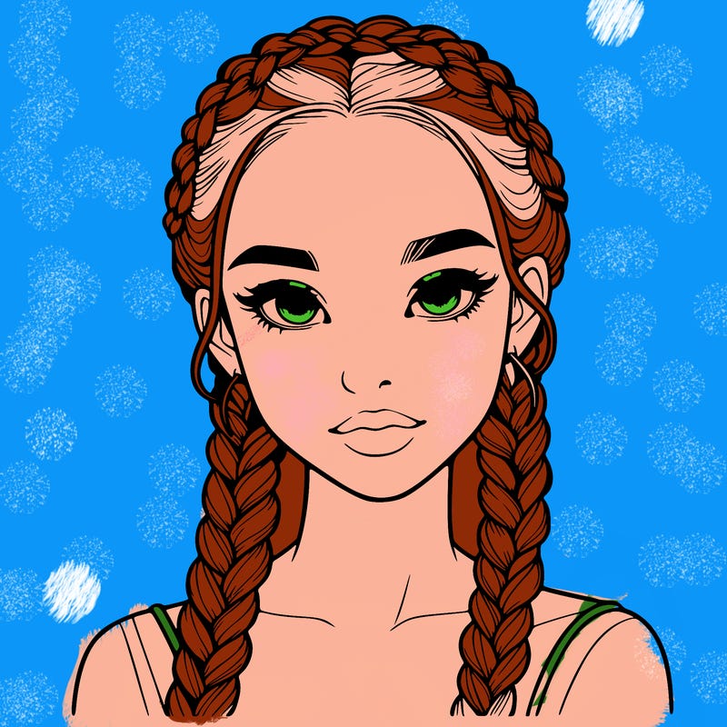 realistic girl with braids