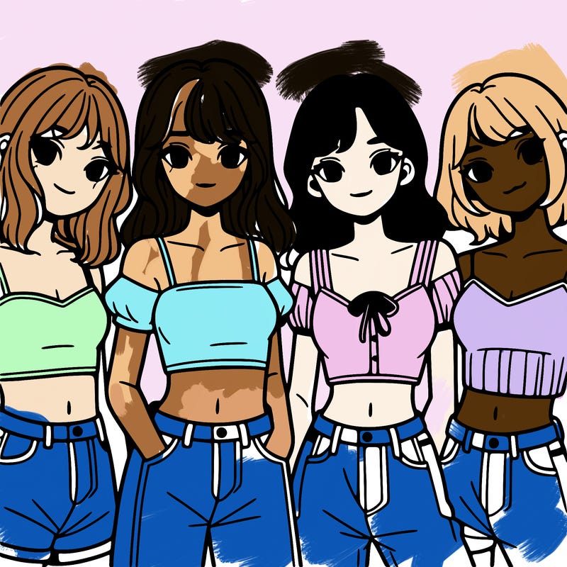group of girls wearing crop tops