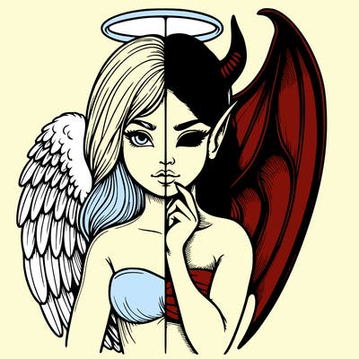 realistic angel half demon