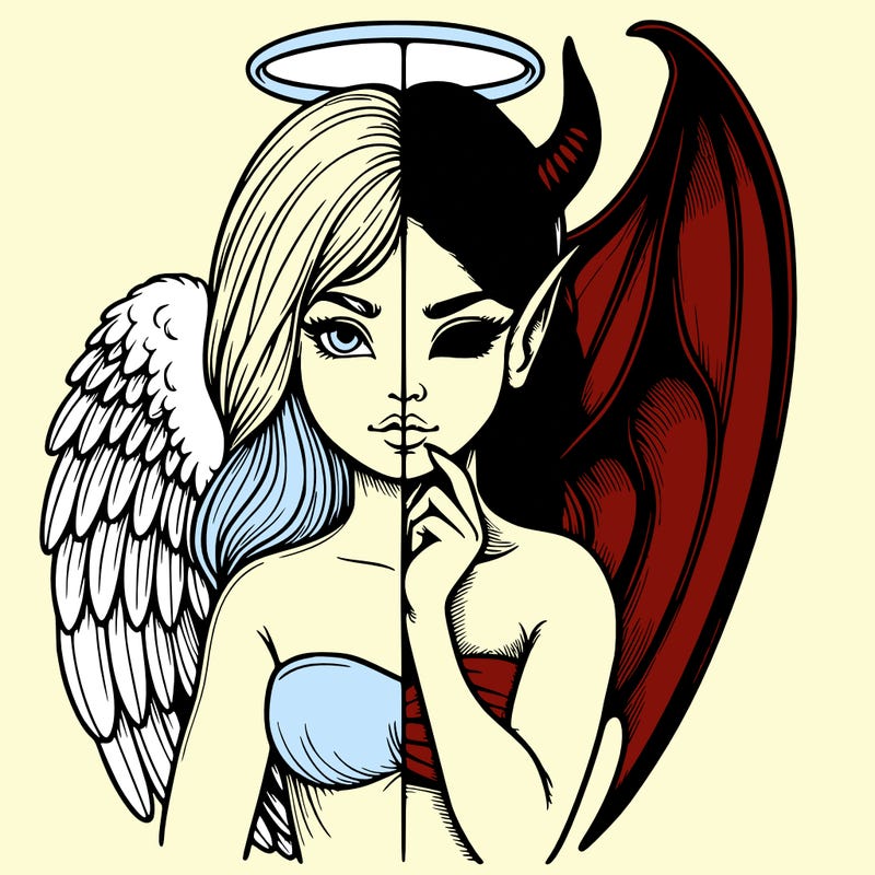 realistic angel half demon