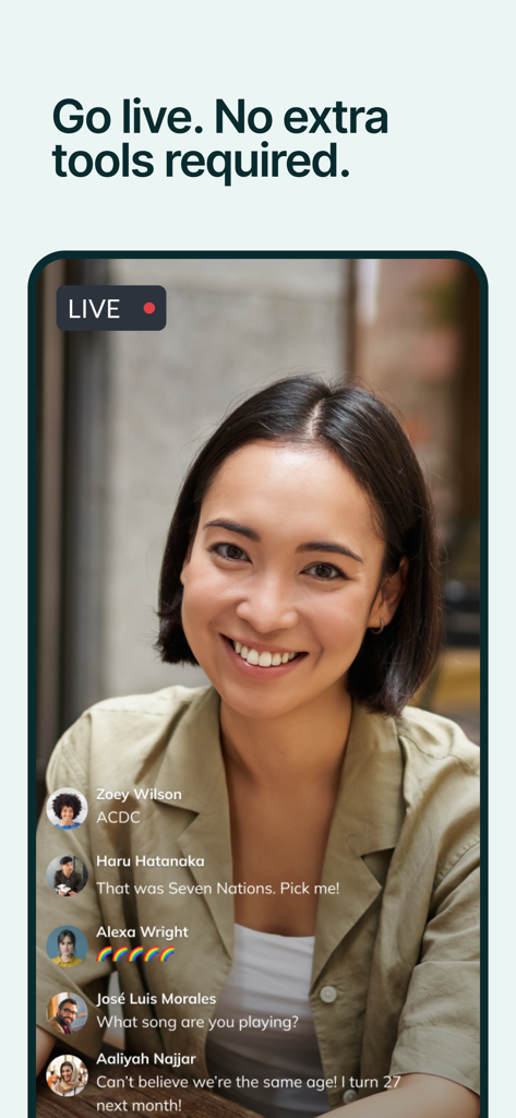 A community host conducting a live video session with member chat on the Mighty Networks app