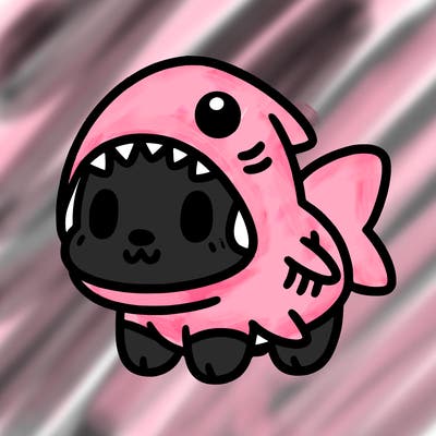 cute dog wearing a shark costume