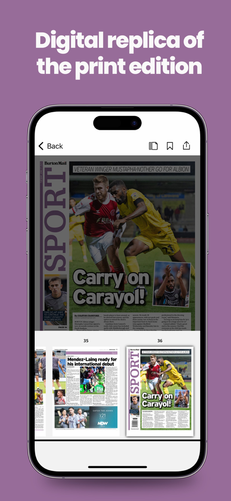 Burton Mail Newspaper - Digital replica of the Burton Mail newspaper print edition on a mobile device