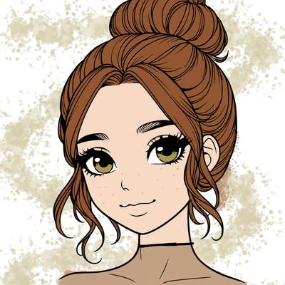 realistic pretty girl with hair in bun