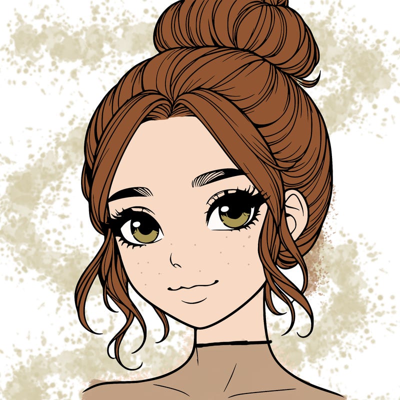 realistic pretty girl with hair in bun
