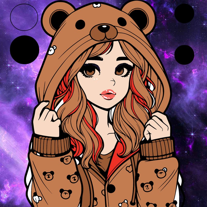 realistic girl in a animal pjs hoodie