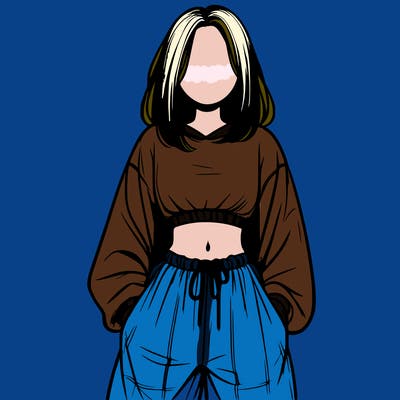 realistic girl faceless with baggy pants and a crop top