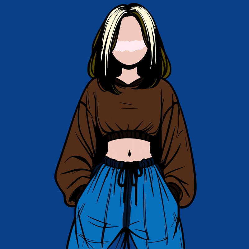 realistic girl faceless with baggy pants and a crop top