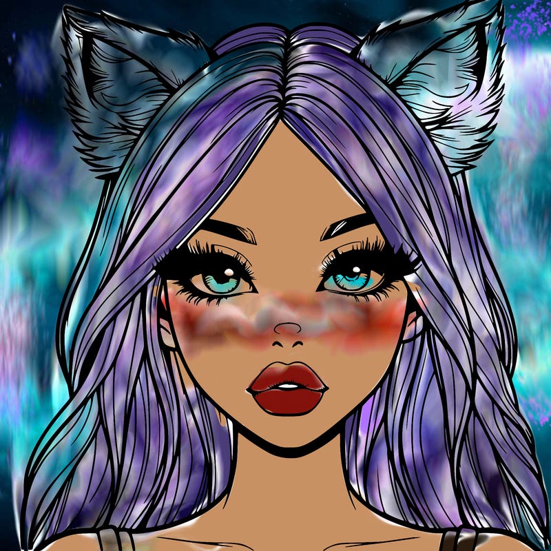 realistic girl with fox ears and realistic lips