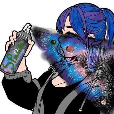 a realistic girl spray, painting