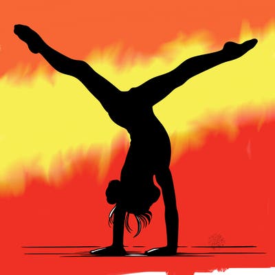 realistic gymnastic hand stand girl in four splits