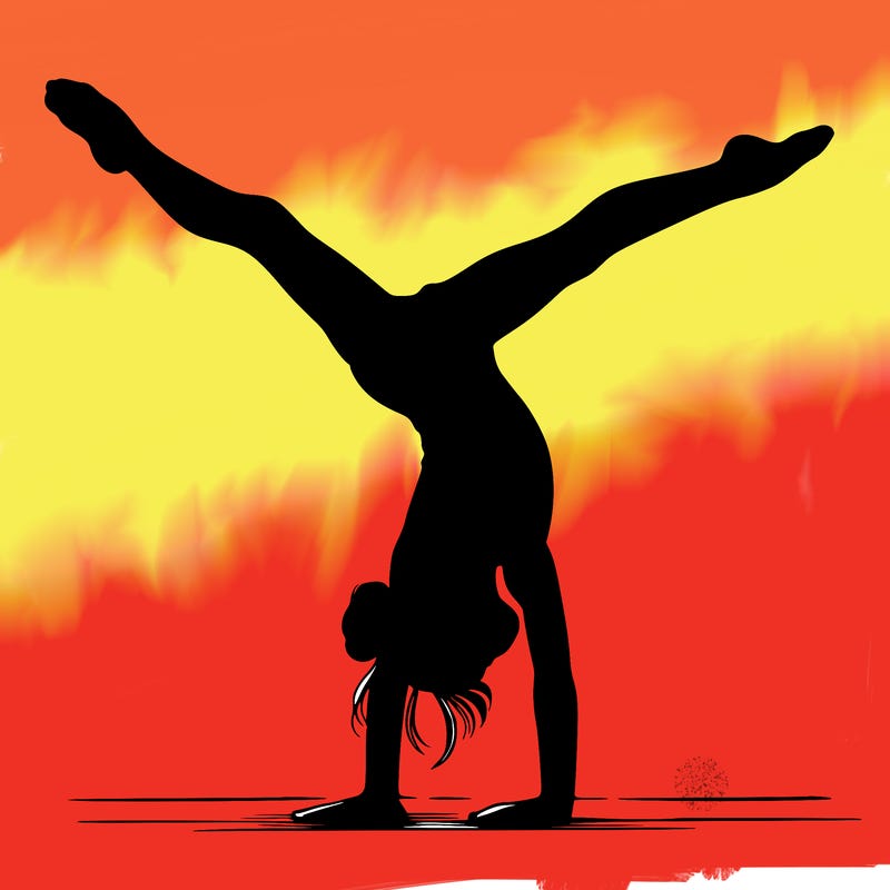 realistic gymnastic hand stand girl in four splits