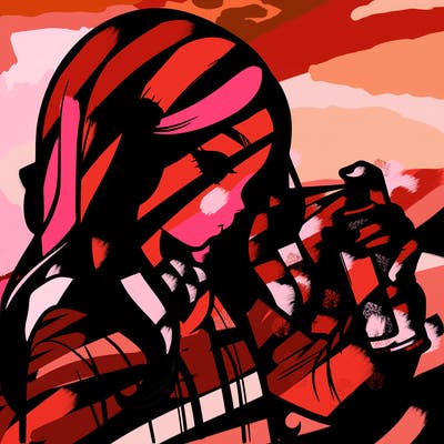 a realistic girl spray painting