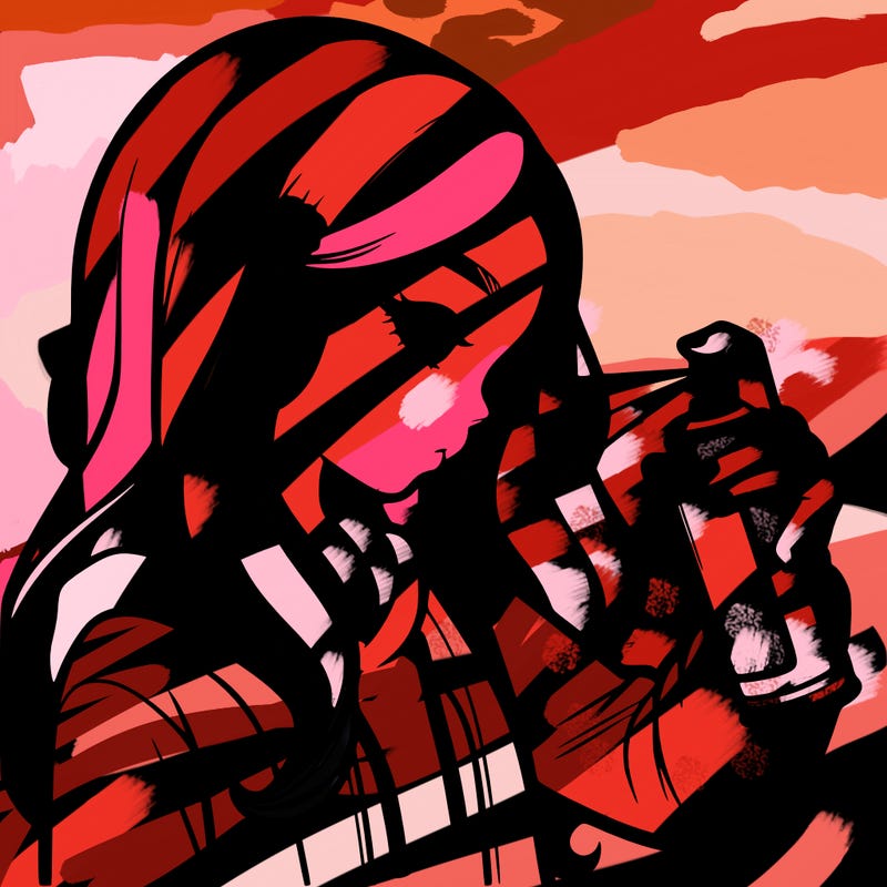 a realistic girl spray painting