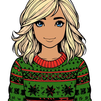 realistic girl with christmas jumper