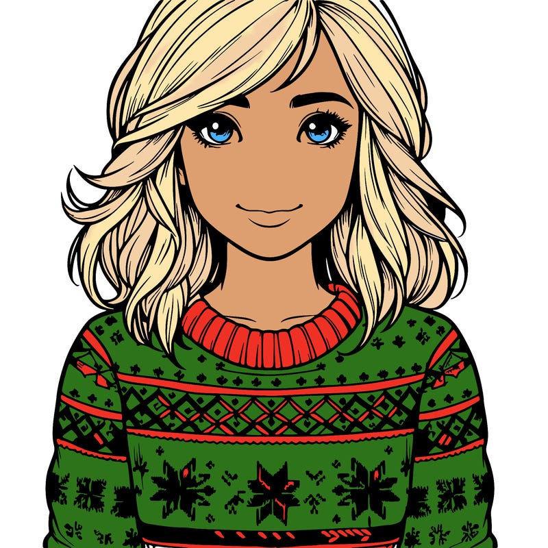 realistic girl with christmas jumper